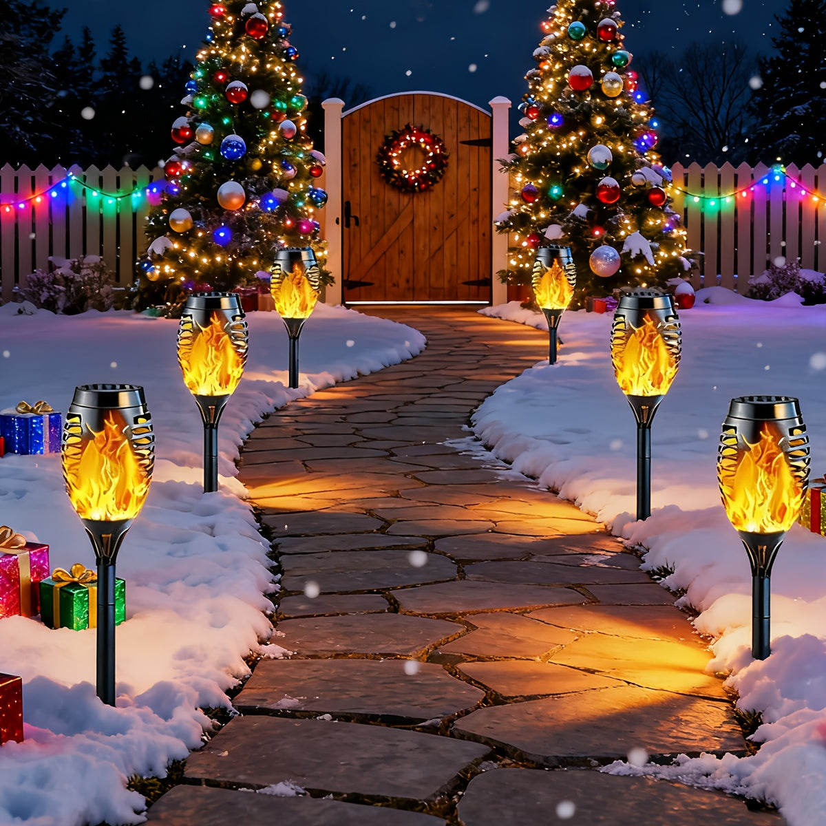 8-pack of Solar Flickering Flame Torch Lights