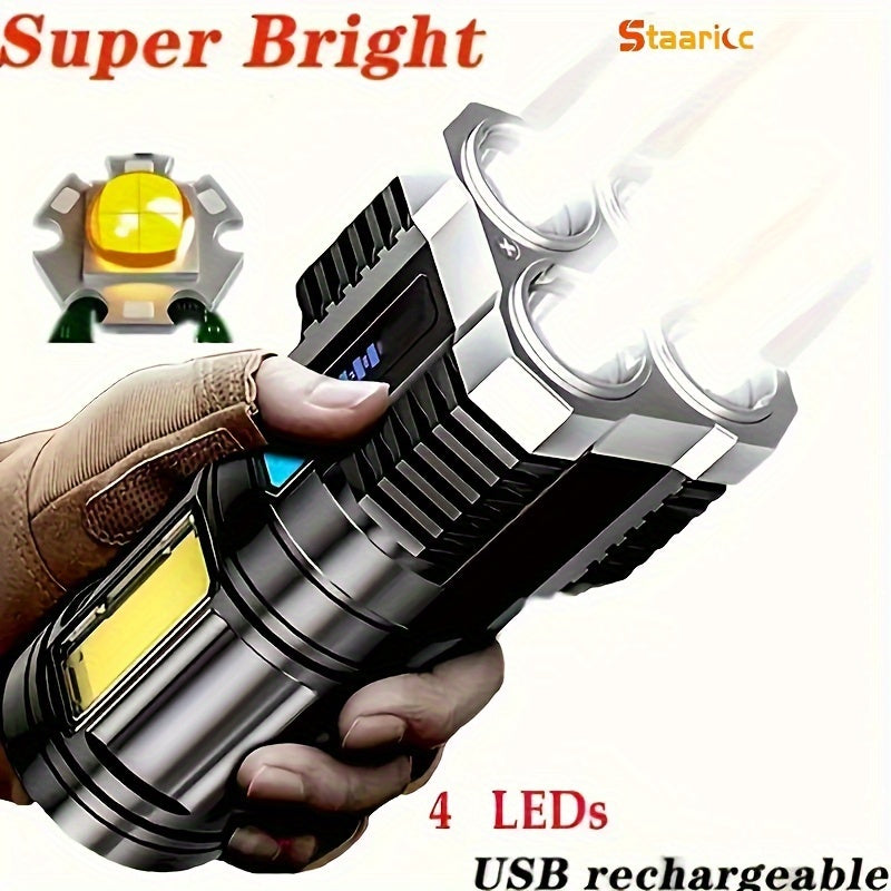 1pc LED Flashlight with Powerful 4 LEDs & COB Side Light