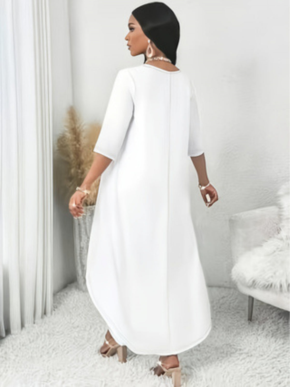 Plus Size Women’s Loose Mid-Sleeve Casual & Elegant Versatile Slim-Fit Top  Product description
