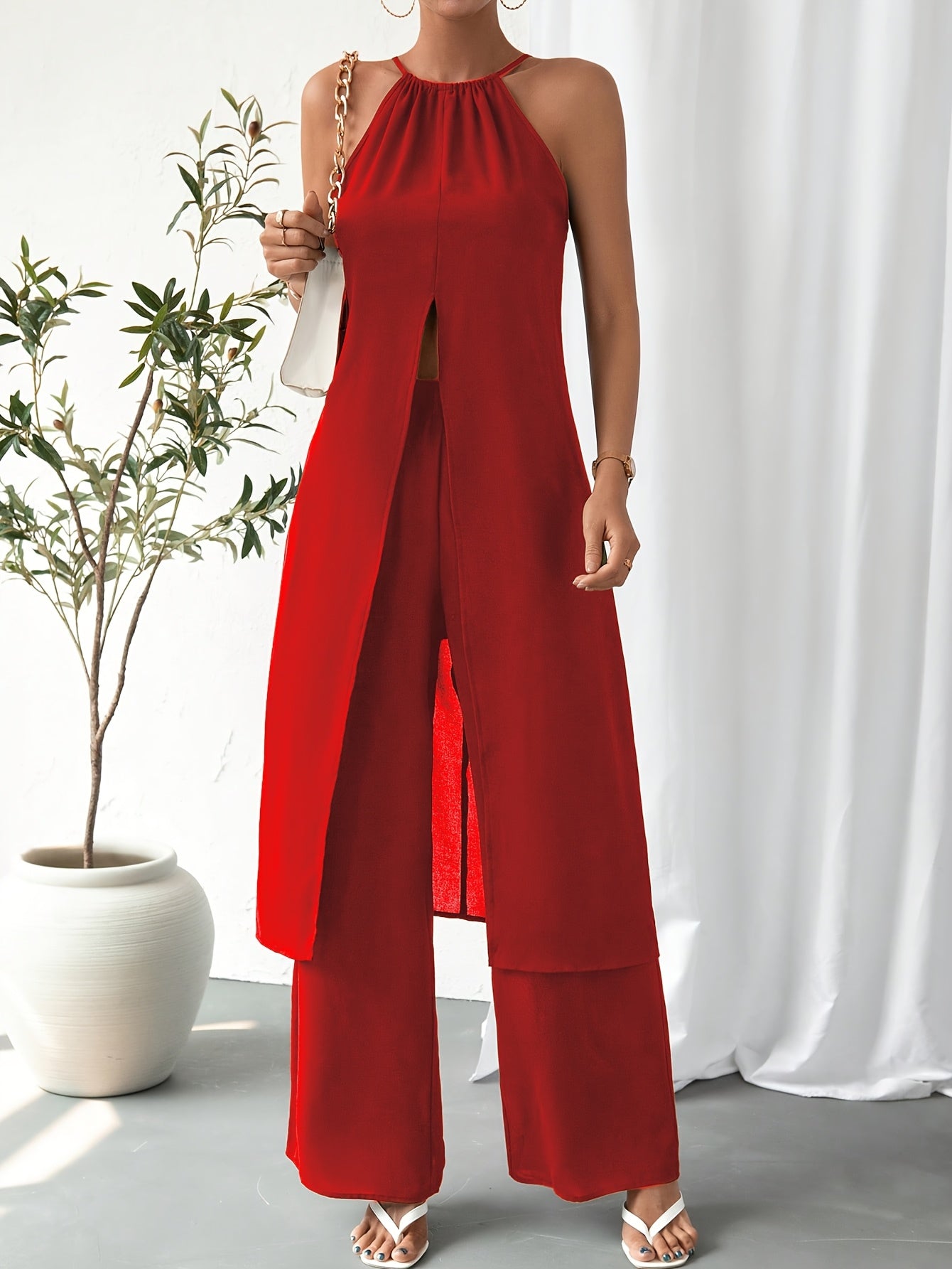 Elegant Casual Solid Color Women's Camisole 2pcs Set