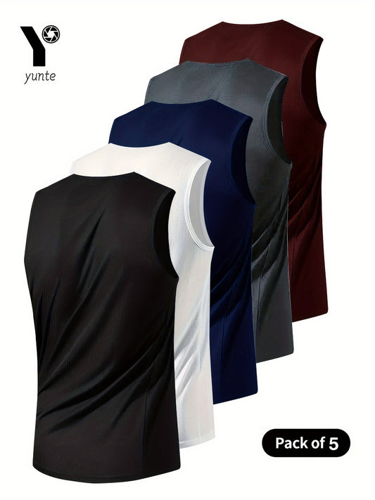 Men’s Sleeveless Athletic Vests – 5-Pack Performance Tank Tops
