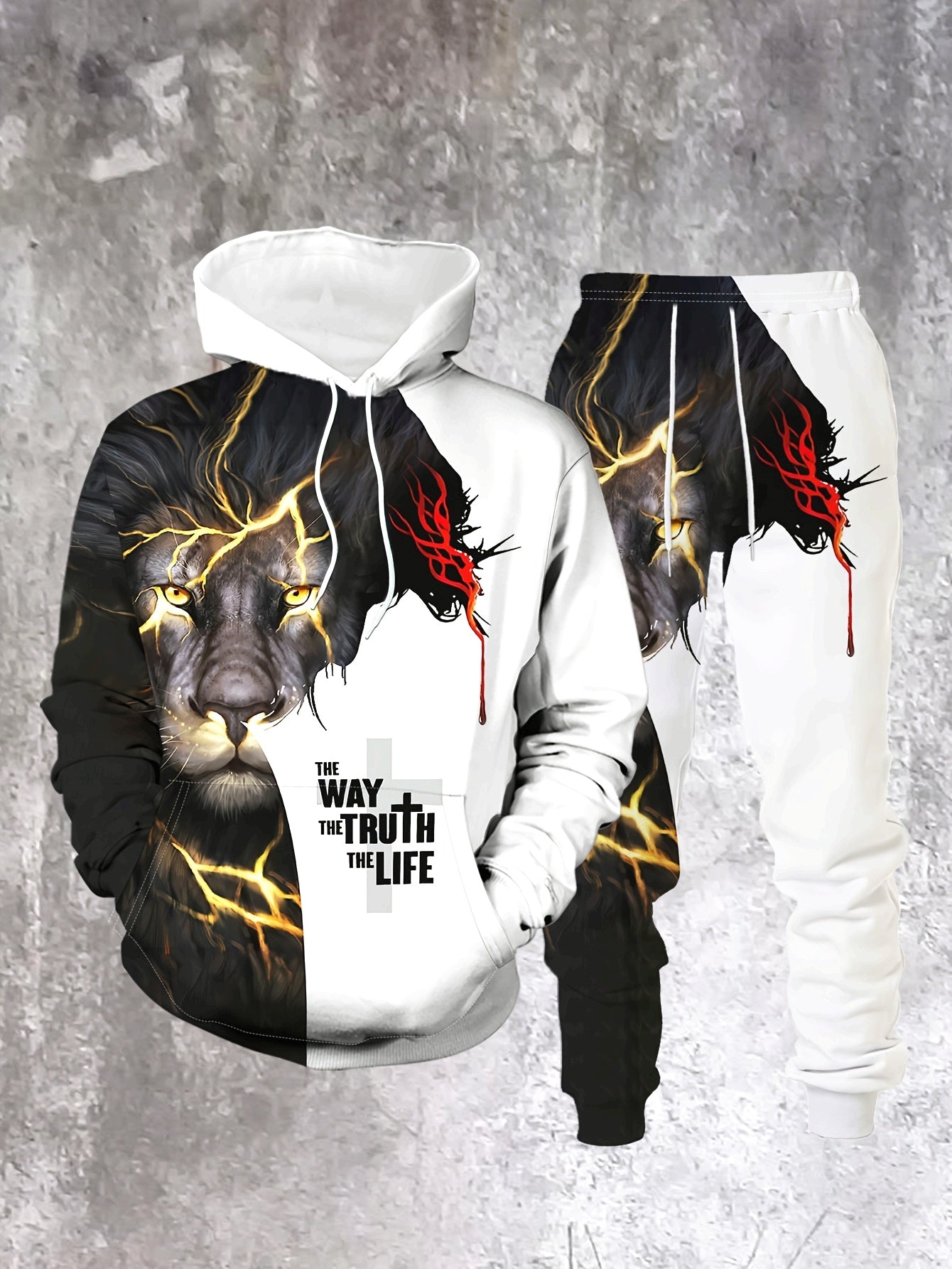 3D Printed Men's Casual Fashion Hoodie Set