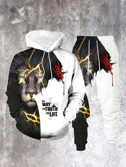 3D Printed Men's Casual Fashion Hoodie Set
