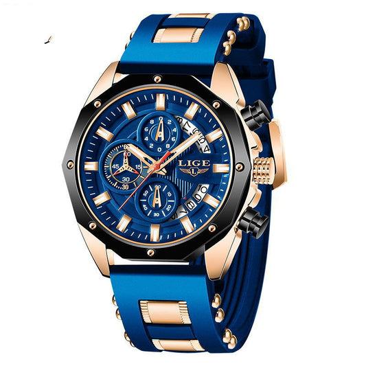 Luxury Men's Sports Watch – Chronograph Quartz with Silicone Band