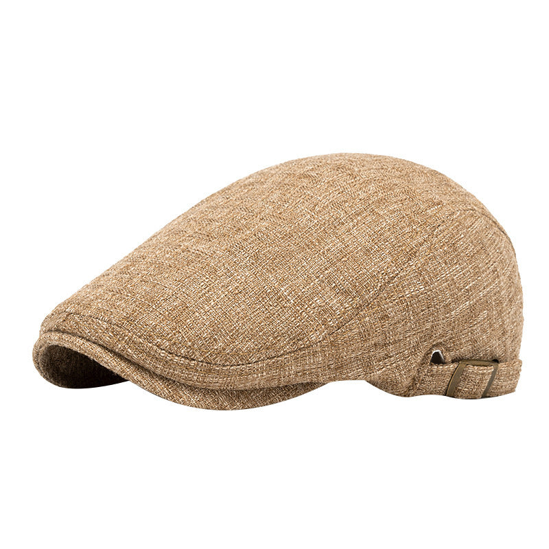 Breathable Cotton and Linen Beret – Men's Retro Peaked Cap