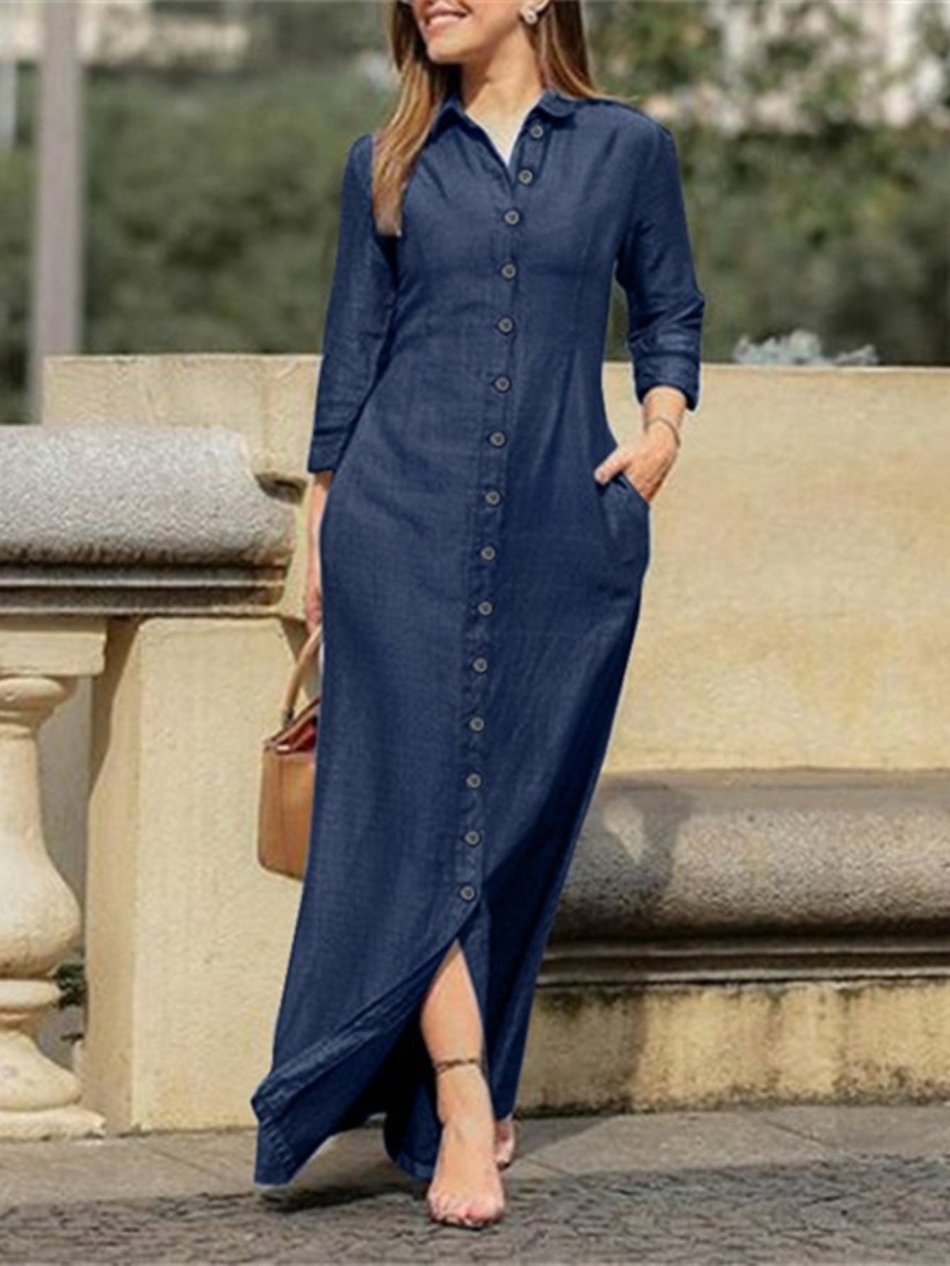 Plus Size Denim Shirt Dress for Women