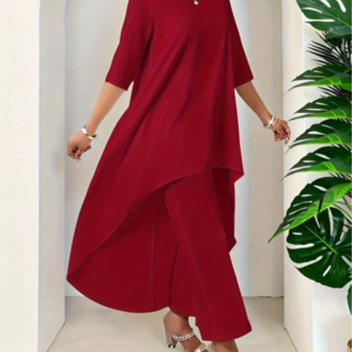 Plus Size Women’s Loose Mid-Sleeve Casual & Elegant Versatile Slim-Fit Top  Product description