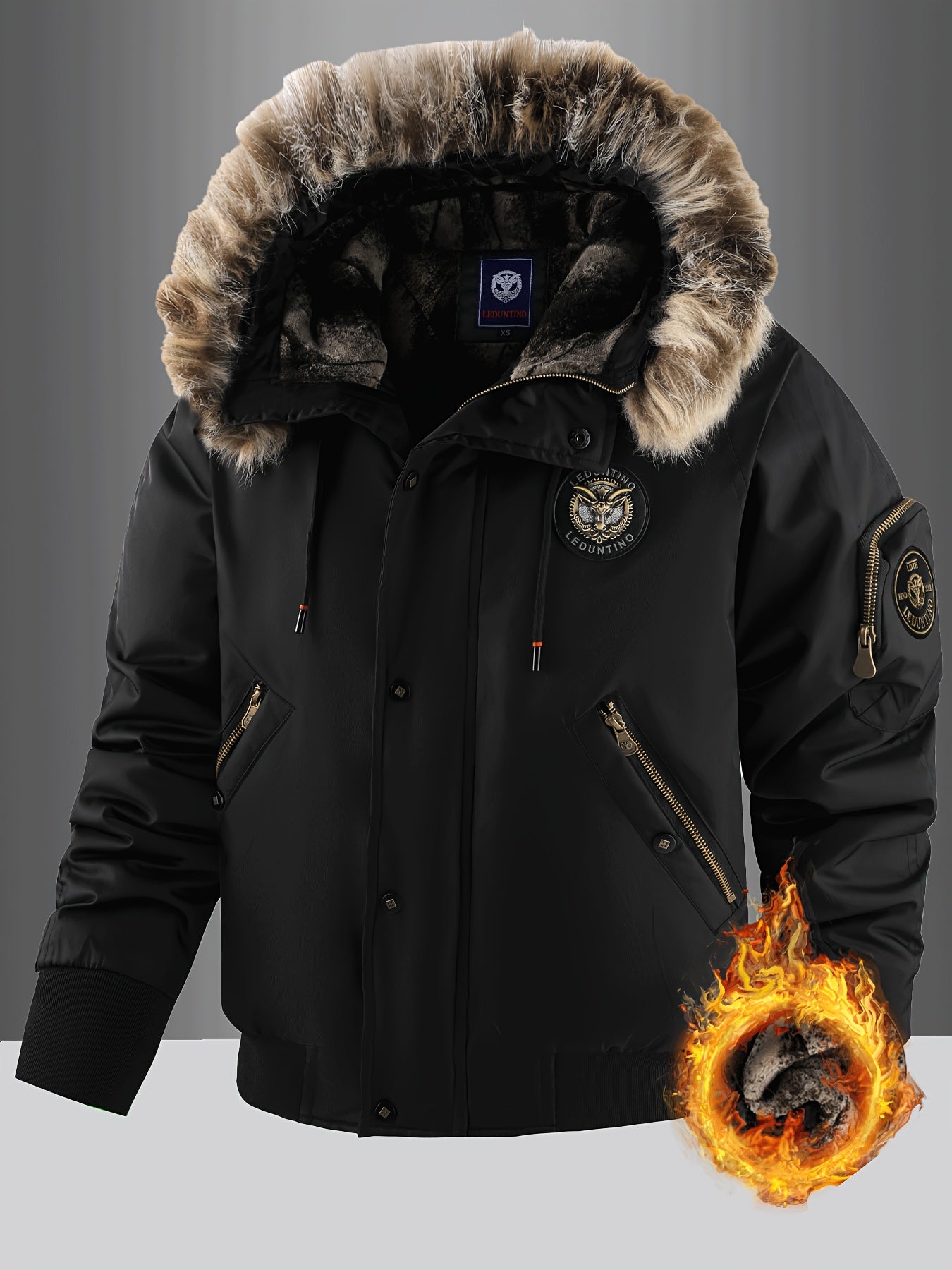 Men’s Insulated Winter Jacket with Detachable Fur Hood
