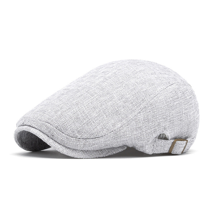 Breathable Cotton and Linen Beret – Men's Retro Peaked Cap