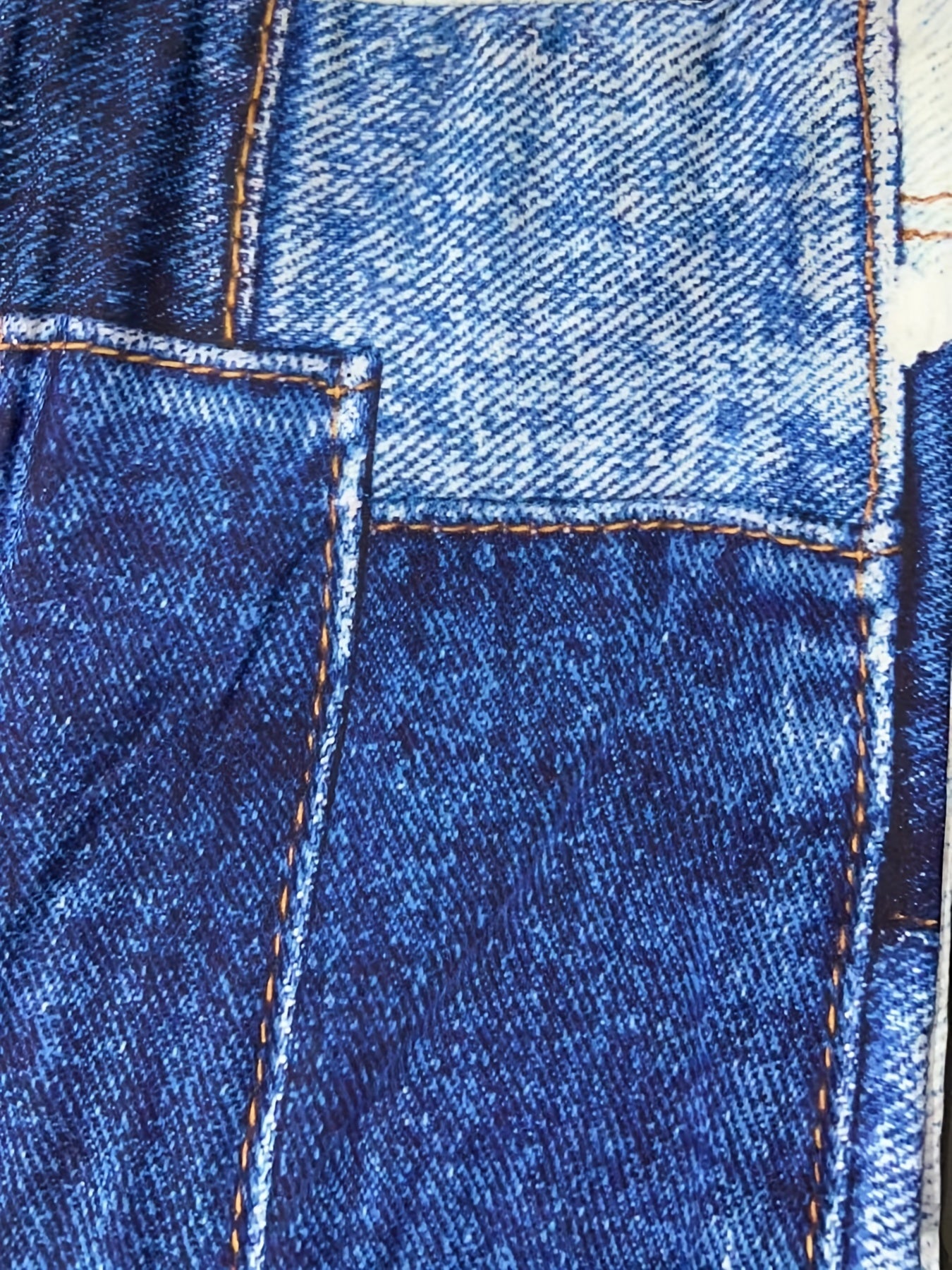 Plus Size Denim Print Leggings