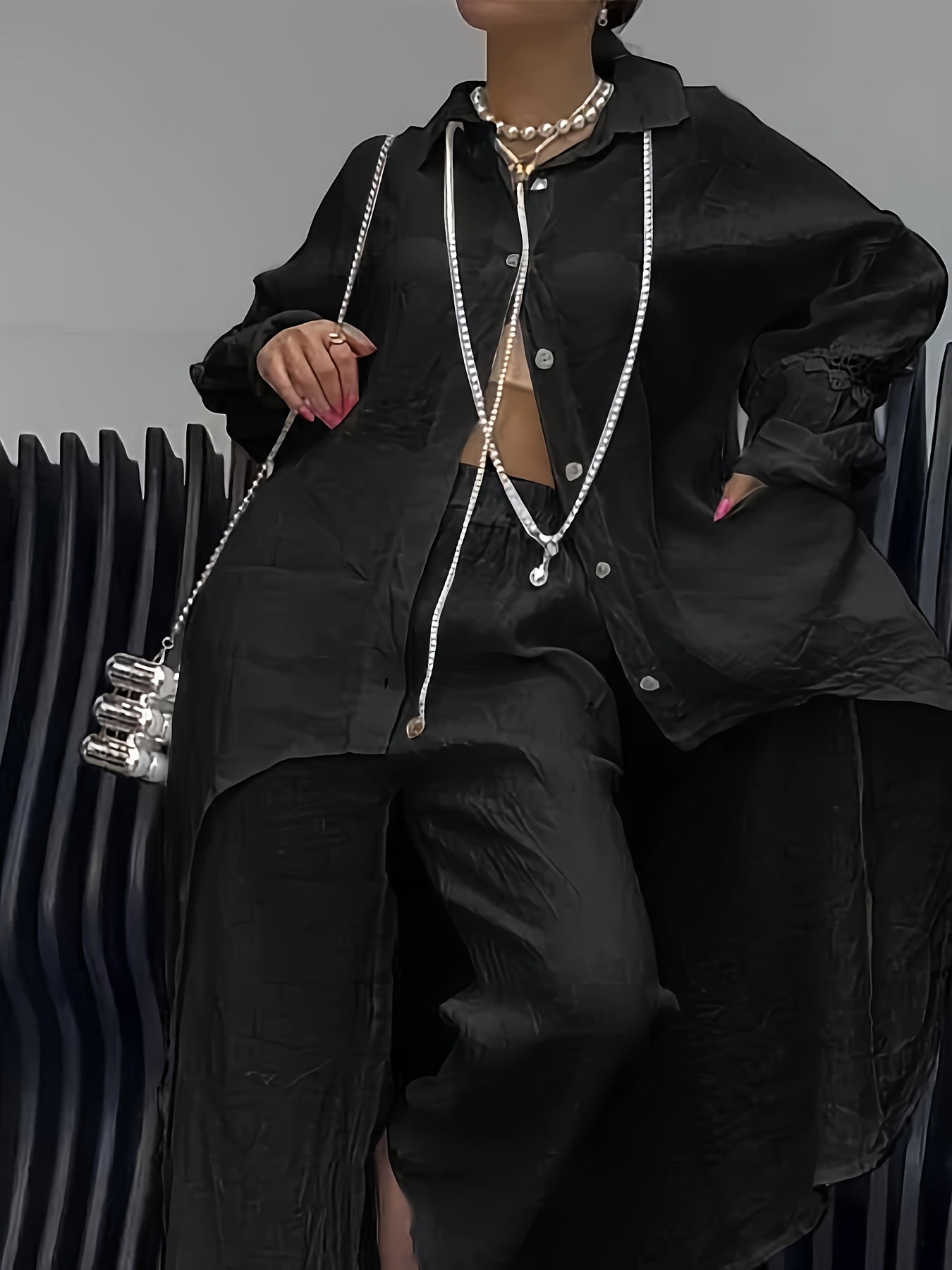 Stylish Women's Long Shirt and Pants Set