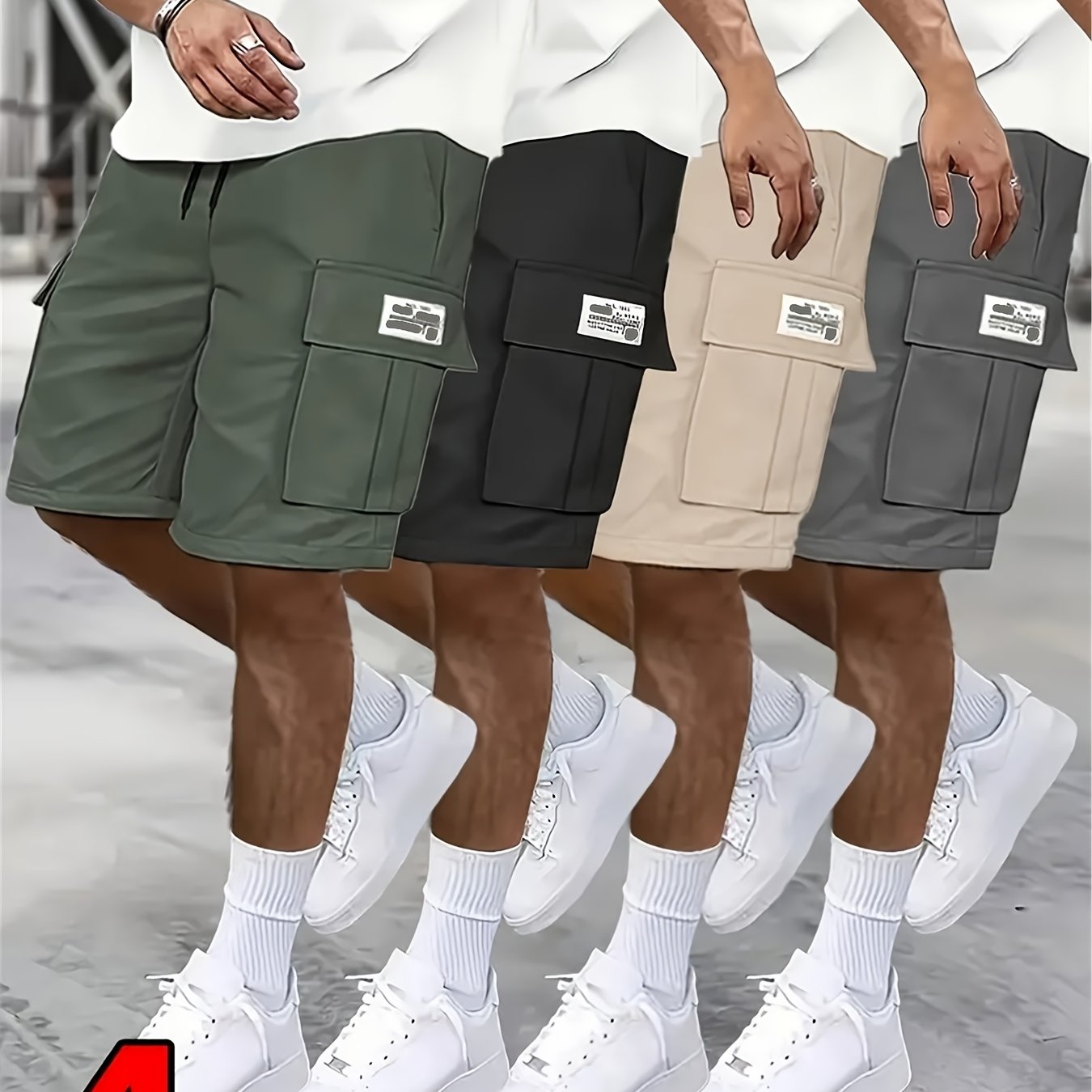 Men’s Casual Loose Workwear Shorts – 4-Pack