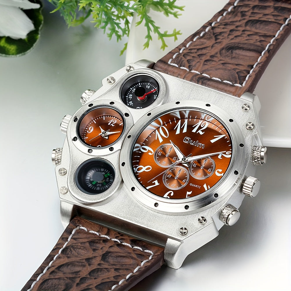 Men's Dual Time Zone Quartz Watch – Casual Sport Style