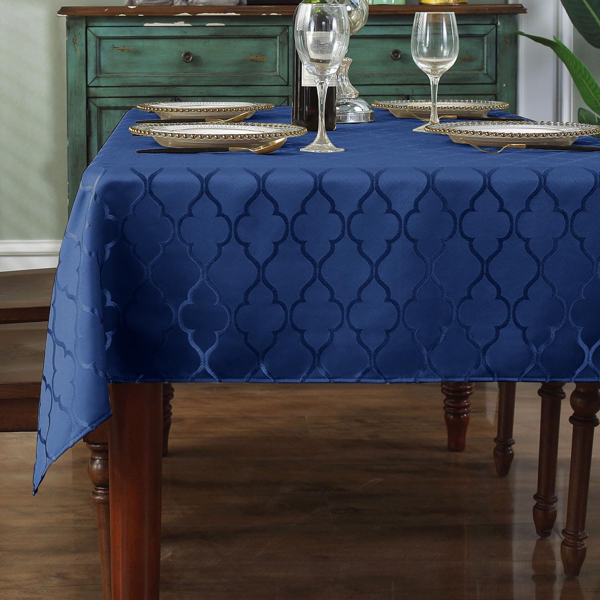 SASTYBALE Rust Jacquard Damask Tablecloth - 52x52 Inch Square (Fits 2-4 Seats) - Fall Thanksgiving Decor - Water Resistant, Wrinkle-Free Polyester Fabric, Rustic Harvest Dining Cover for Parties