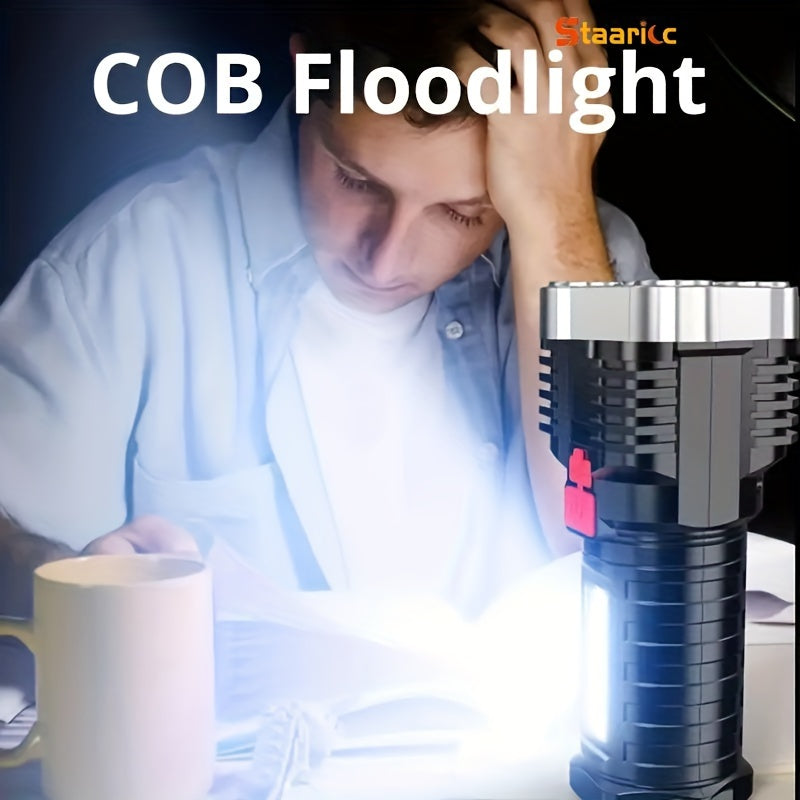 1pc LED Flashlight with Powerful 4 LEDs & COB Side Light
