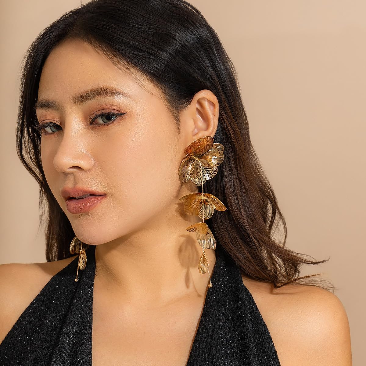 Flower Dangle Drop Earrings Long Dangle Earrings for Women Flower Dangle Earrings Statement Earrings Long Tassel Earrings Chunky Gold Statement Jewelry
