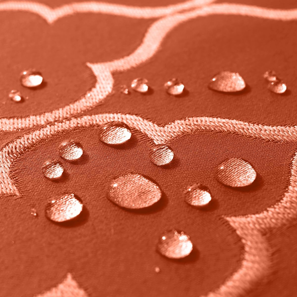 SASTYBALE Rust Jacquard Damask Tablecloth - 52x52 Inch Square (Fits 2-4 Seats) - Fall Thanksgiving Decor - Water Resistant, Wrinkle-Free Polyester Fabric, Rustic Harvest Dining Cover for Parties