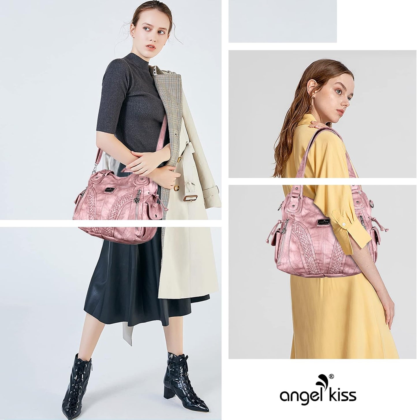 Purses and Handbags Women Fashion Tote Bag Shoulder Bags Top Handle Satchel Purses Washed Synthetic Leather Handbag