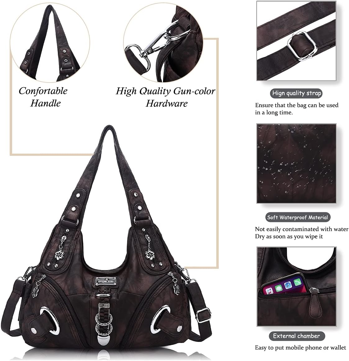 Angelkiss Hobo Purses and handbags for Women Satchel Handbag Women Purses Large Daily Shoulder Bags