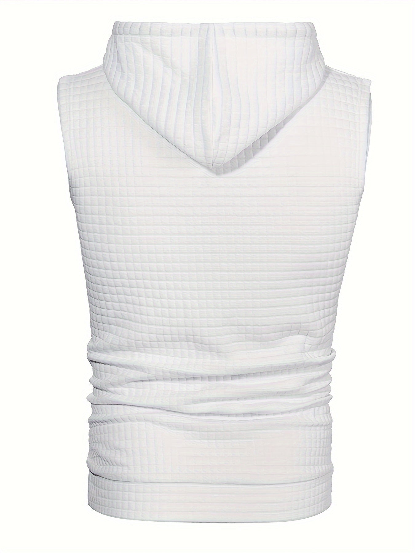 2pcs Casual Sleeveless Hooded Jacquard Tank Top