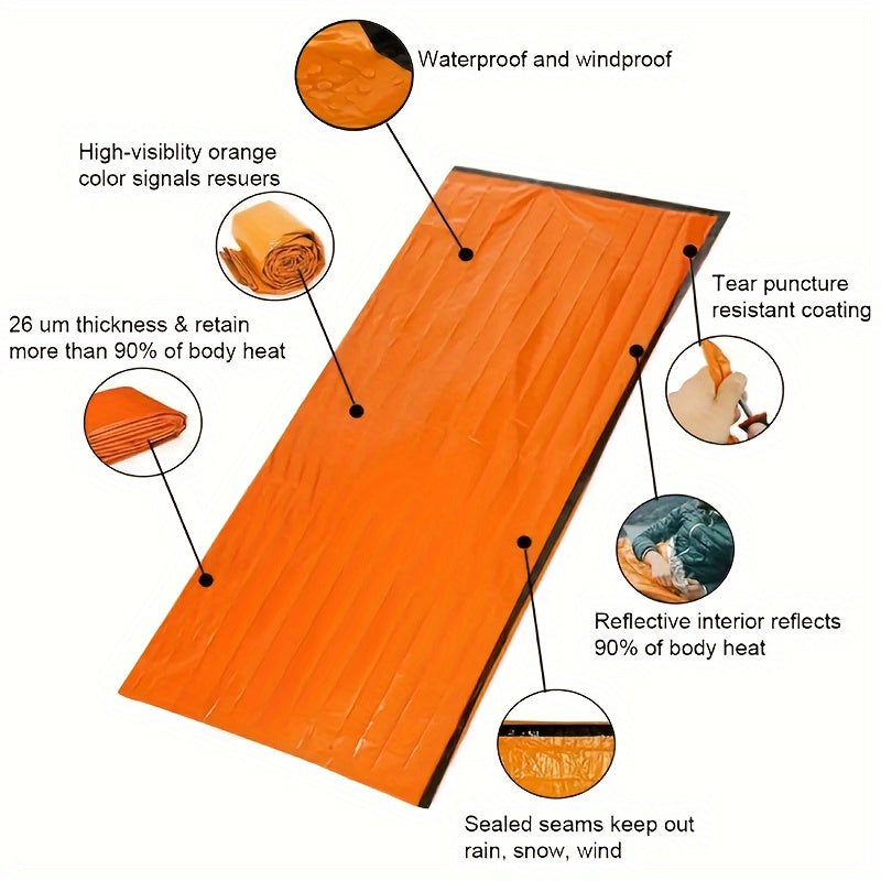 2pcs Emergency Survival Sleeping Bag – Portable Thermal Survival Blanket