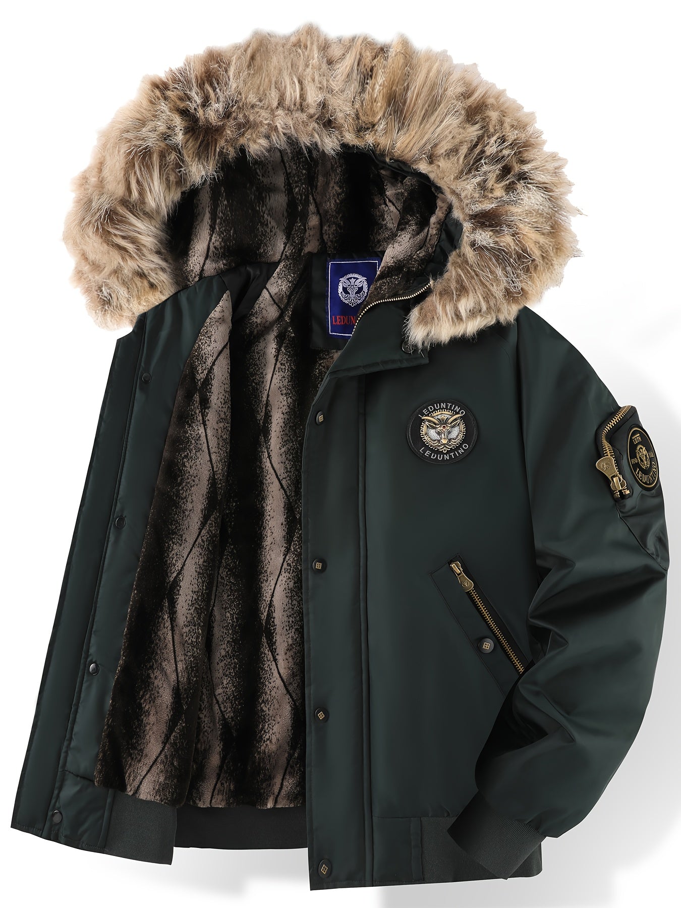 Men’s Insulated Winter Jacket with Detachable Fur Hood