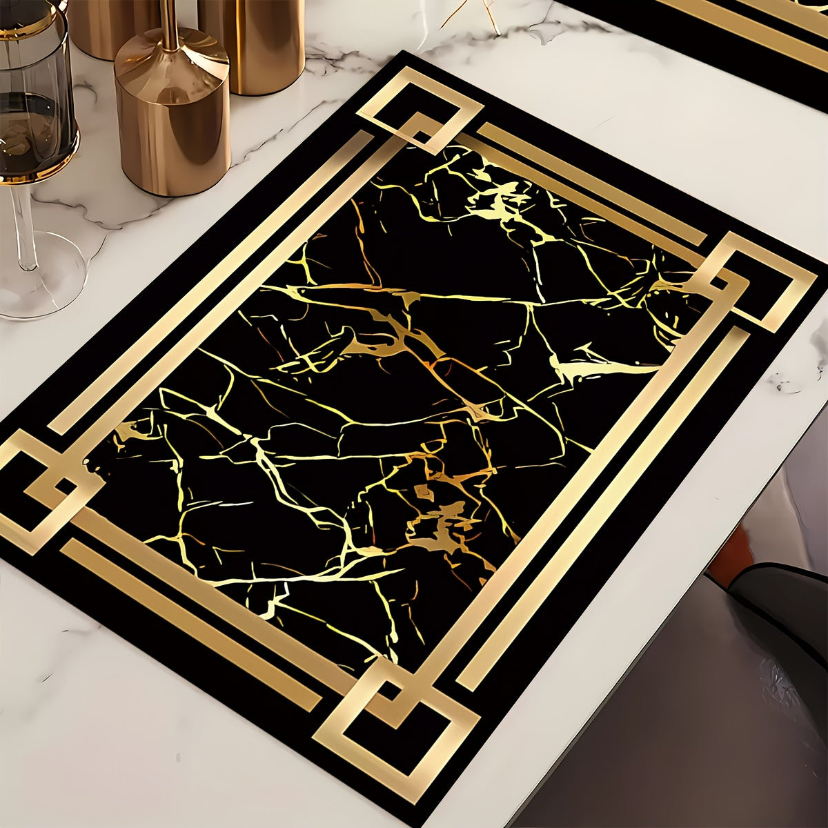 Luxury Gold Marble Table Placemats (Set of 4 or 6) – Non-Slip