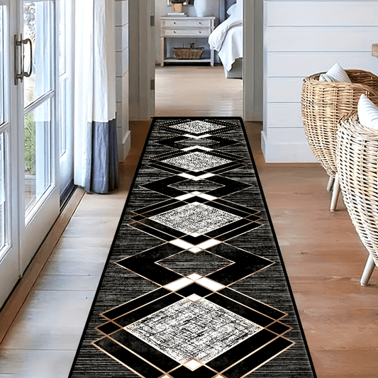 Velvet Runner Rug – 1pc Machine Washable Non-Slip Long Rug