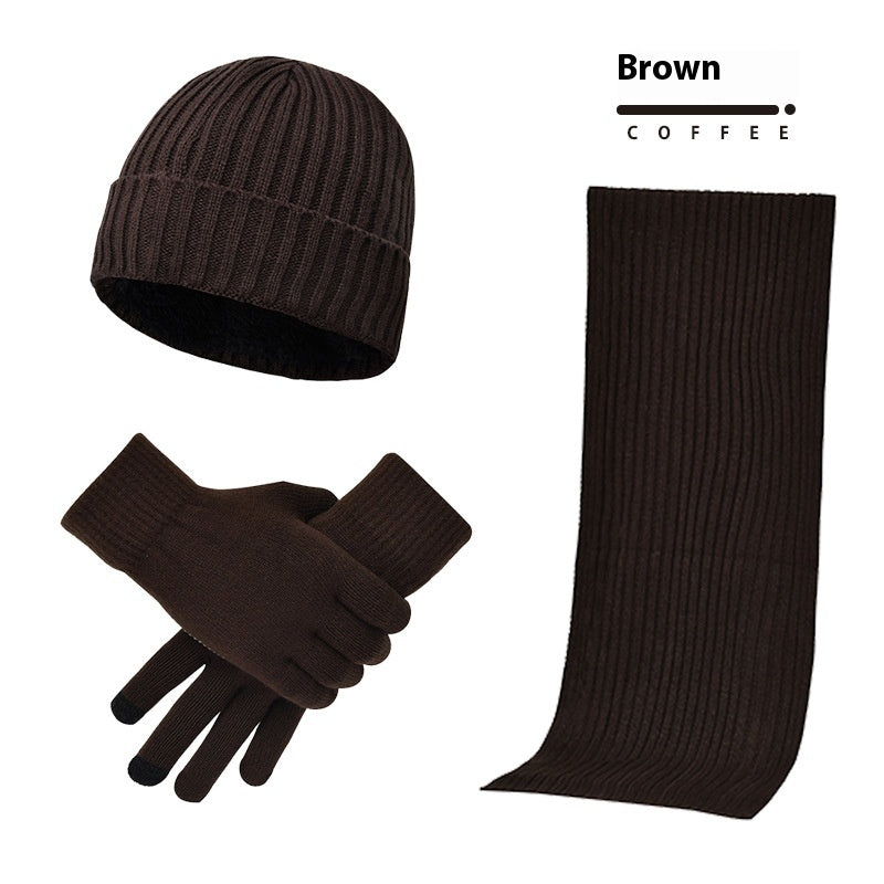 Men's & Women's 3-Piece Winter Set – Thick Knit Wool Hat, Scarf & Gloves