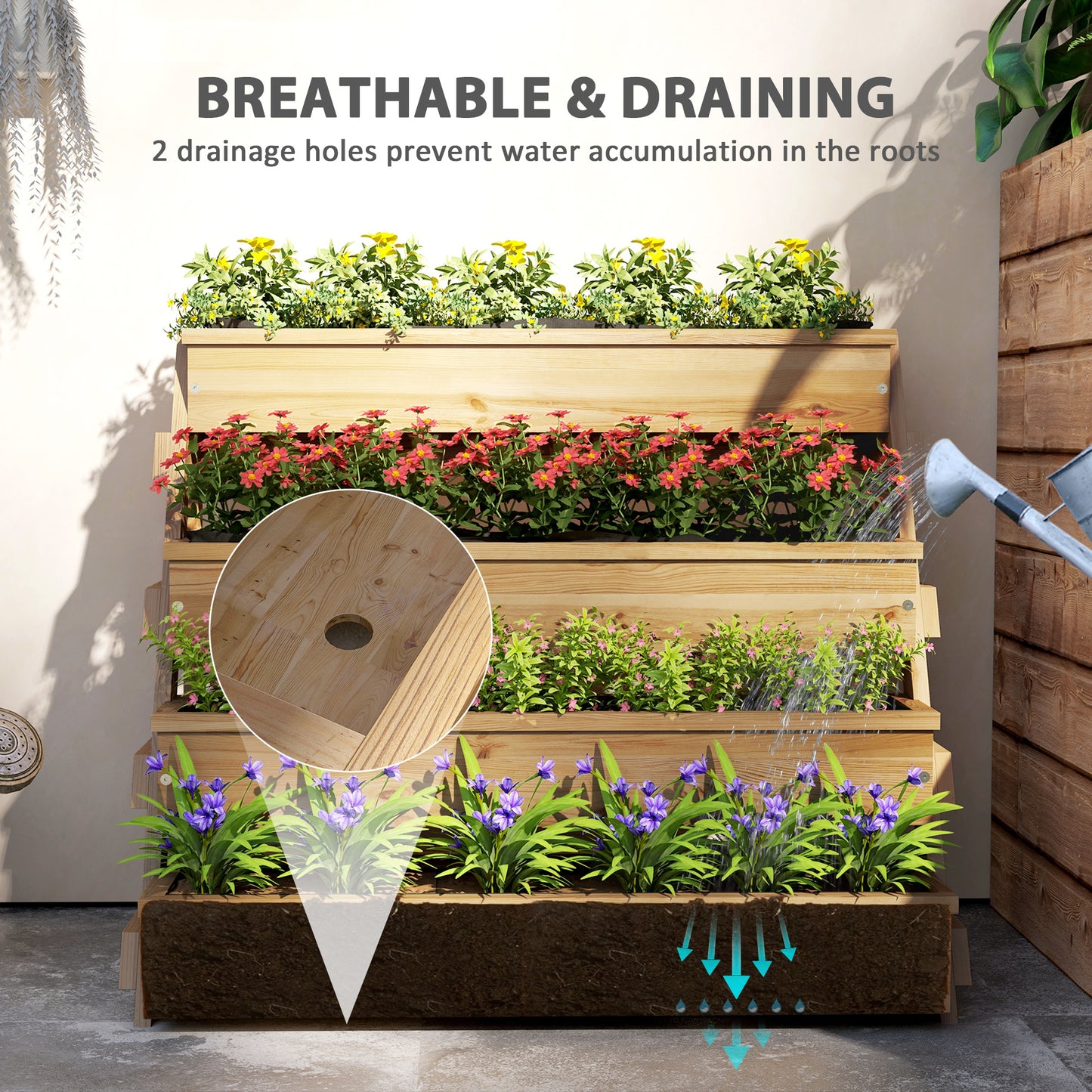 4-tier vertical raised garden bed with drainage holes