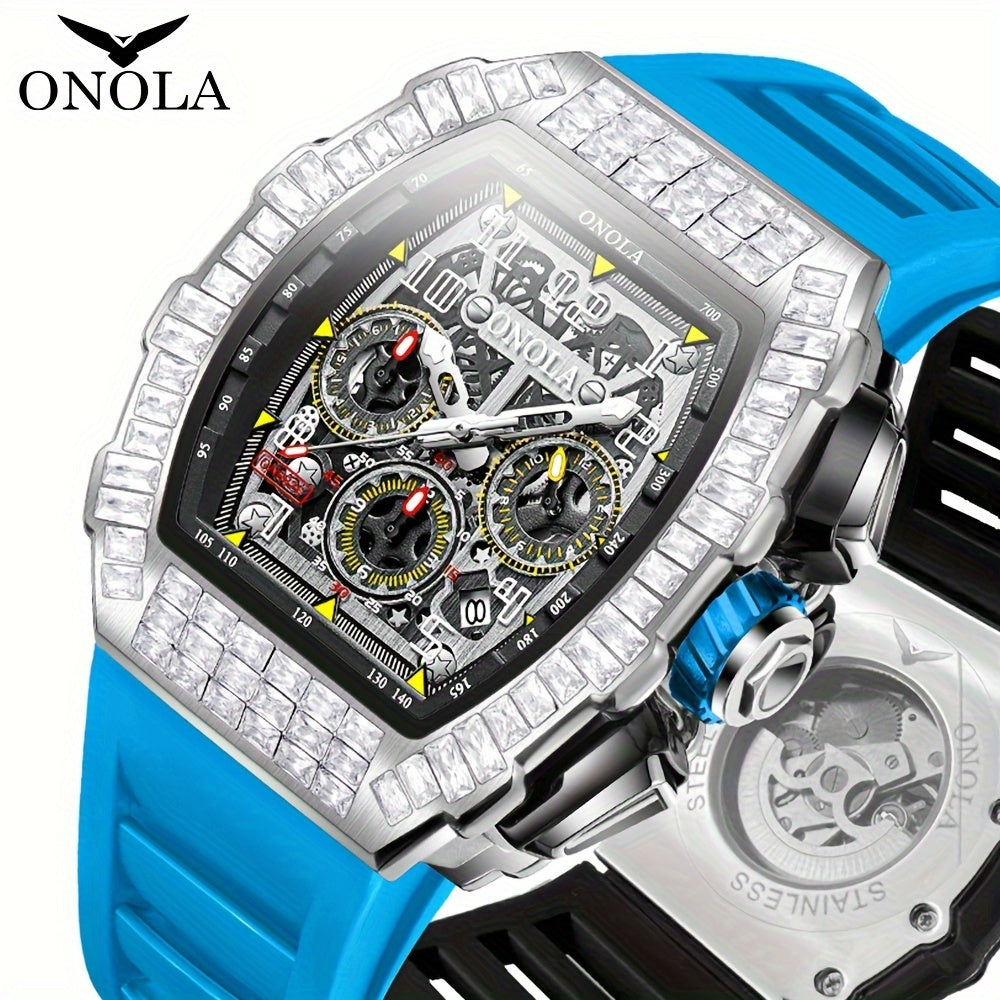 ONOLA Men's Automatic Mechanical Watch – Barrel-Shaped Tourbillon Elegance