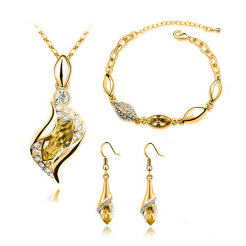 Fashion Necklace Bracelet Earrings Ring Jewelry Set