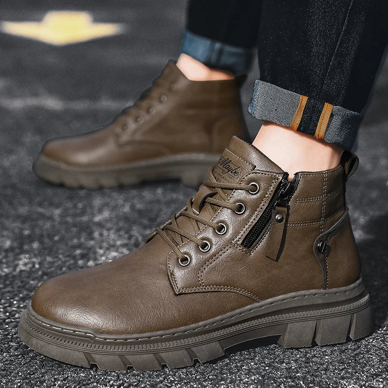 Men's Retro Leather Work Boots