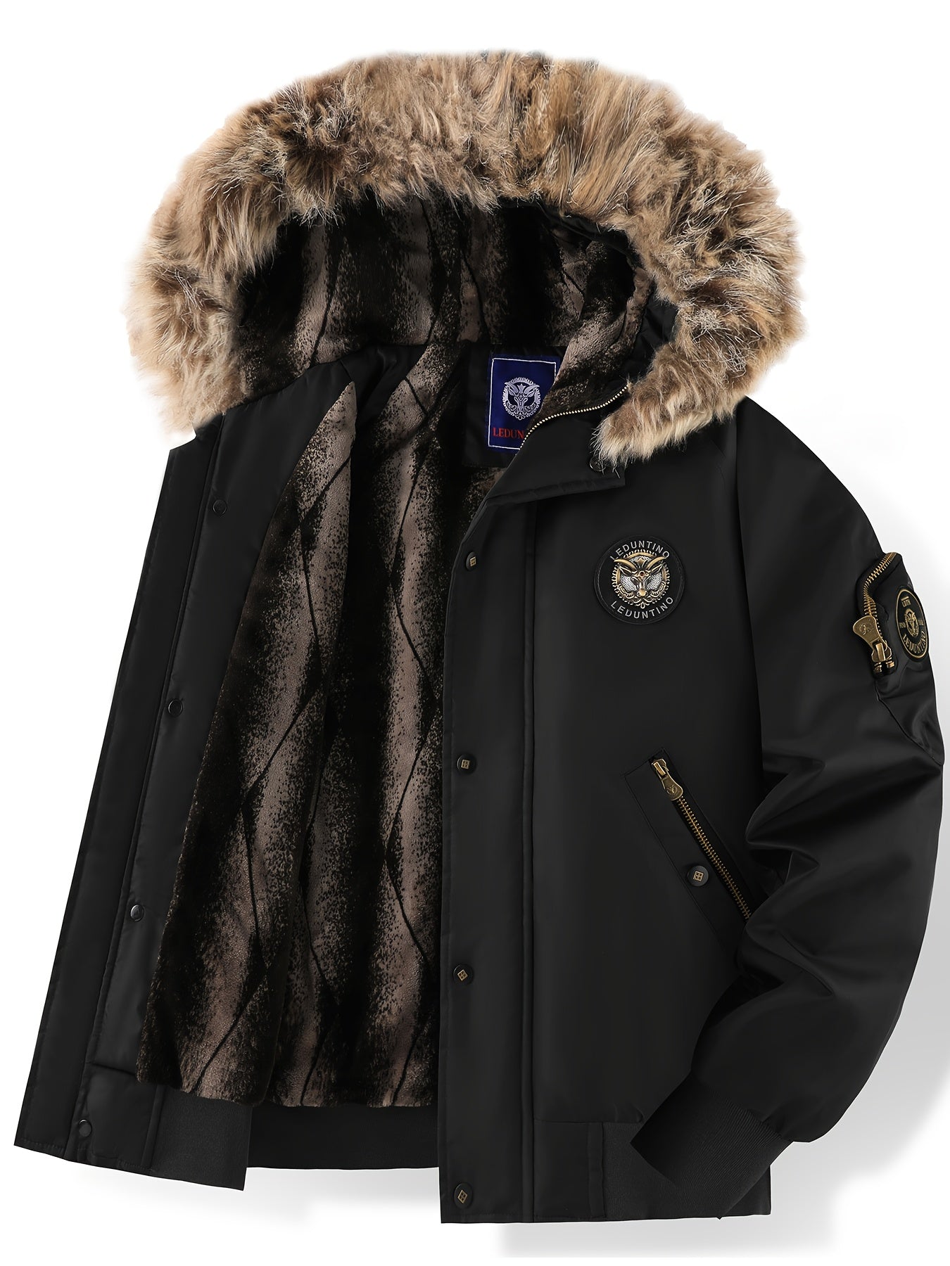 Men’s Insulated Winter Jacket with Detachable Fur Hood