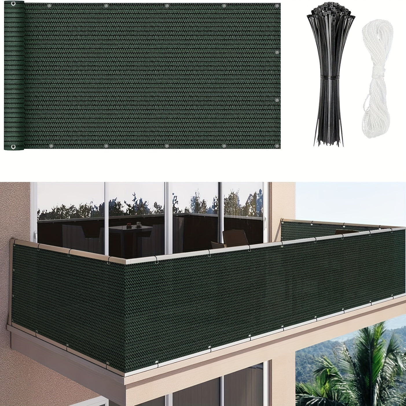 [3x16ft Privacy Screen Fence Cover Net – Windproof, Sun Shade Outdoor Protection]