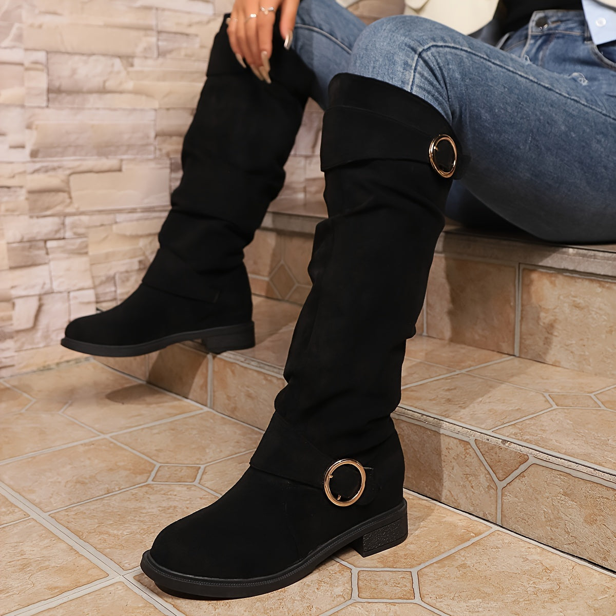Women’s Solid Color Trendy Knee-High Boots