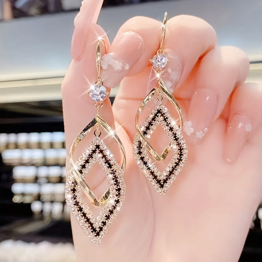 1pc Stylish Sexy Double Hollow Sparkle Pendant Earring