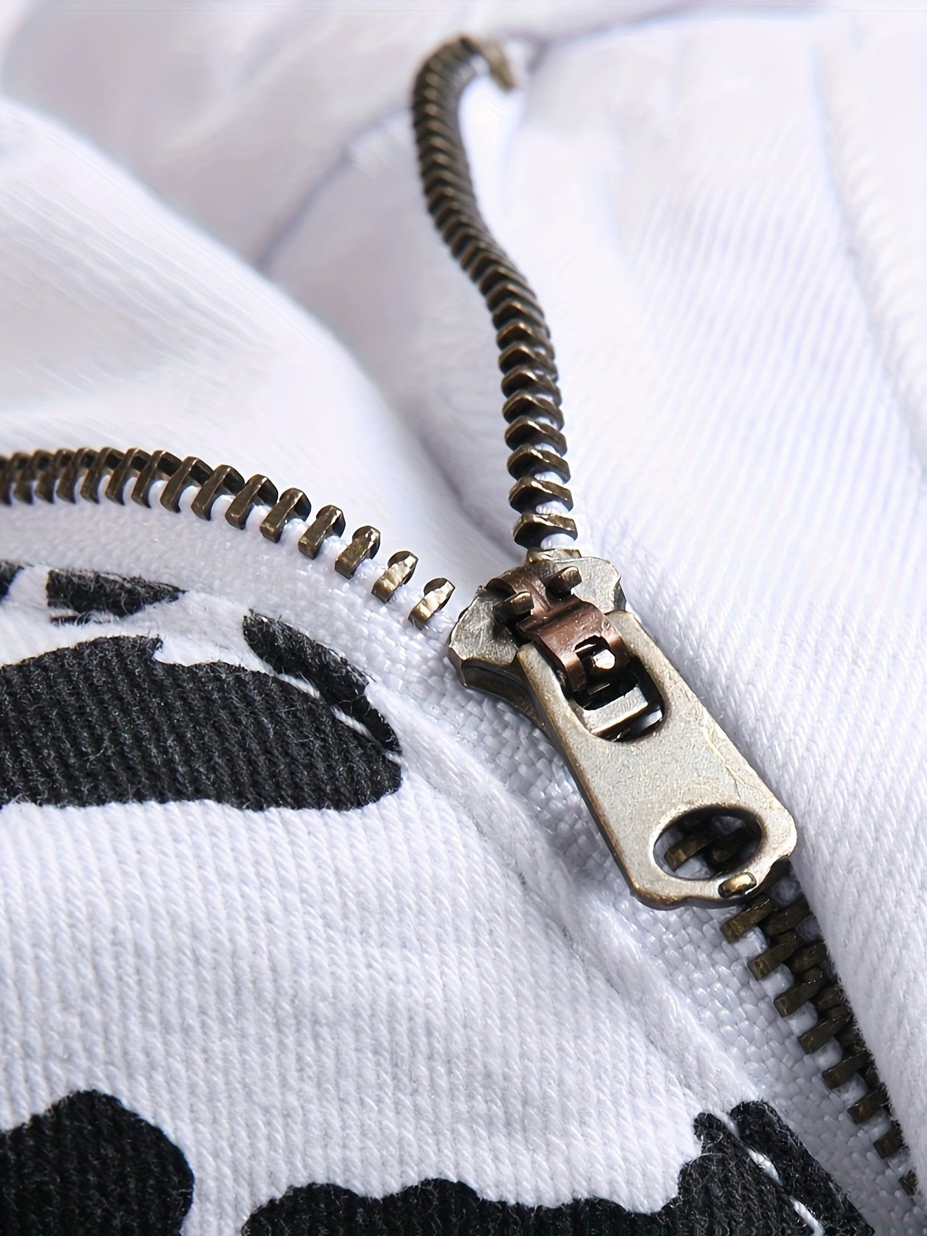 Men's Full-Body Printed White Denim Casual Pants