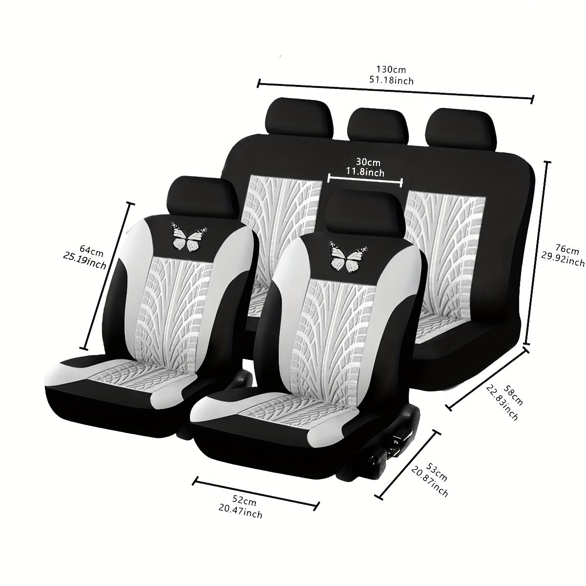 Full Set Red Universal Butterfly Embroidery Car Seat Cover