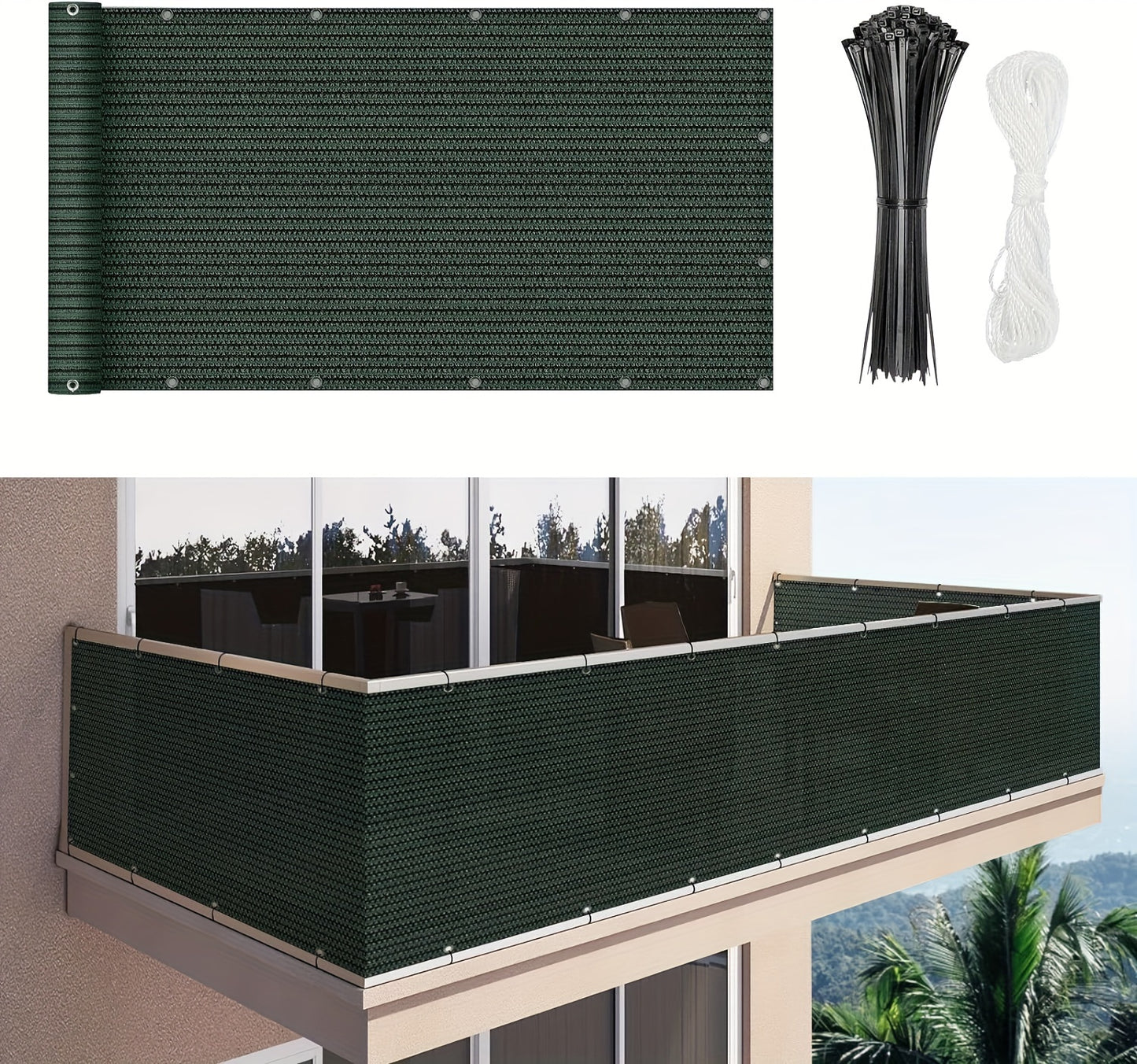 [3x16ft Privacy Screen Fence Cover Net – Windproof, Sun Shade Outdoor Protection]