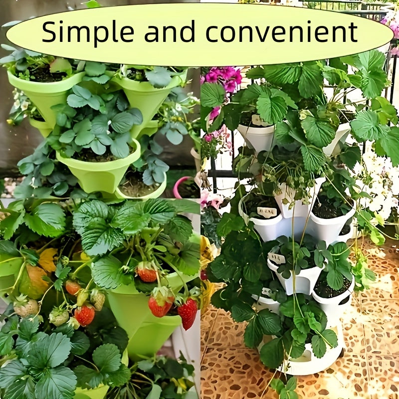 Hot Deal 5-Layer Stackable Vertical Garden Planter – 1 Set (16 Pcs) with Wheels & Tools