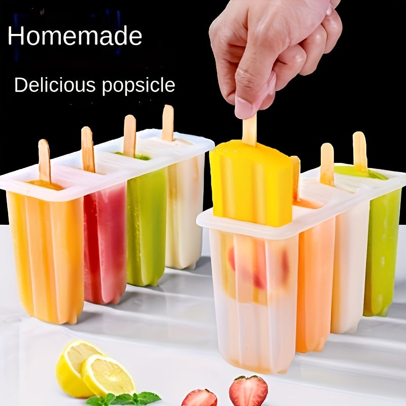 4pcs Ice Cream Mold Set – Reusable DIY Popsicle Maker for Summer Fun