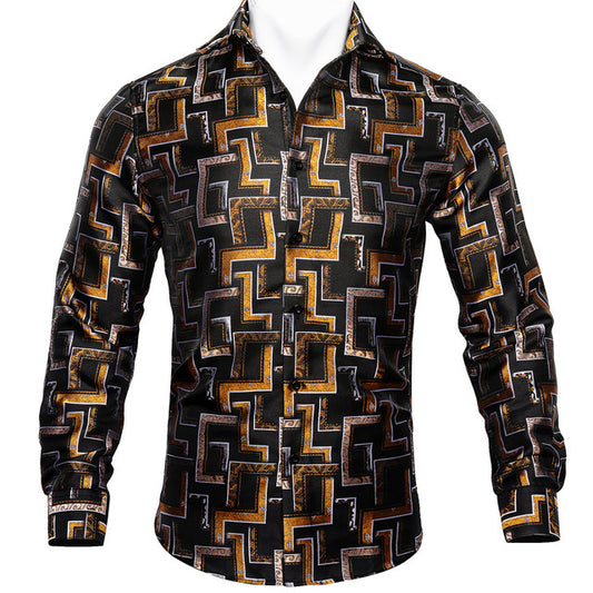 Barry Wang Teal Paisley Floral Silk Shirt – BCY-05