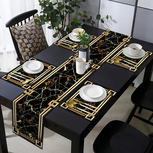 Luxury Gold Marble Table Placemats (Set of 4 or 6) – Non-Slip