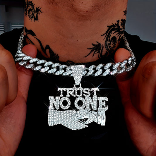 1 pc Men's 'TRUST NO ONE' Hip Hop Pendant Necklace