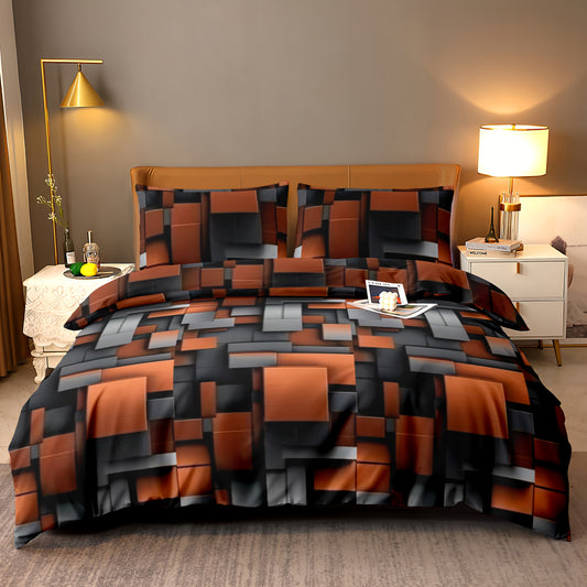 3-Piece Polyester Abstract Space-Themed Duvet Cover Set