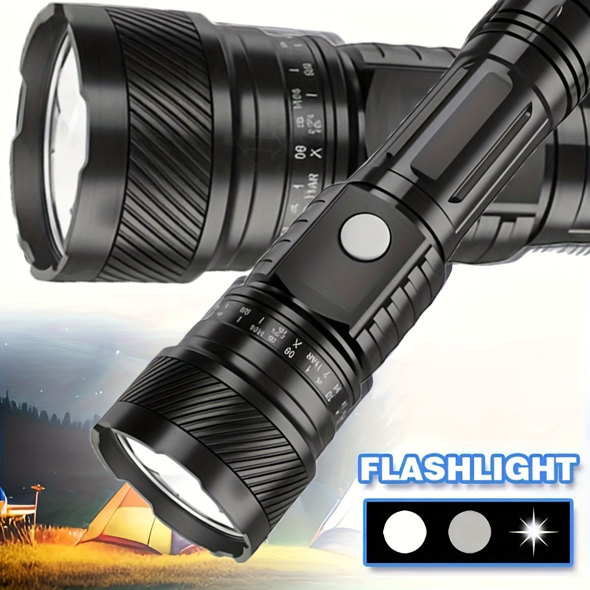 2/4pcs Solar Flashlight – Portable LED Flashlight with USB & Solar Charging