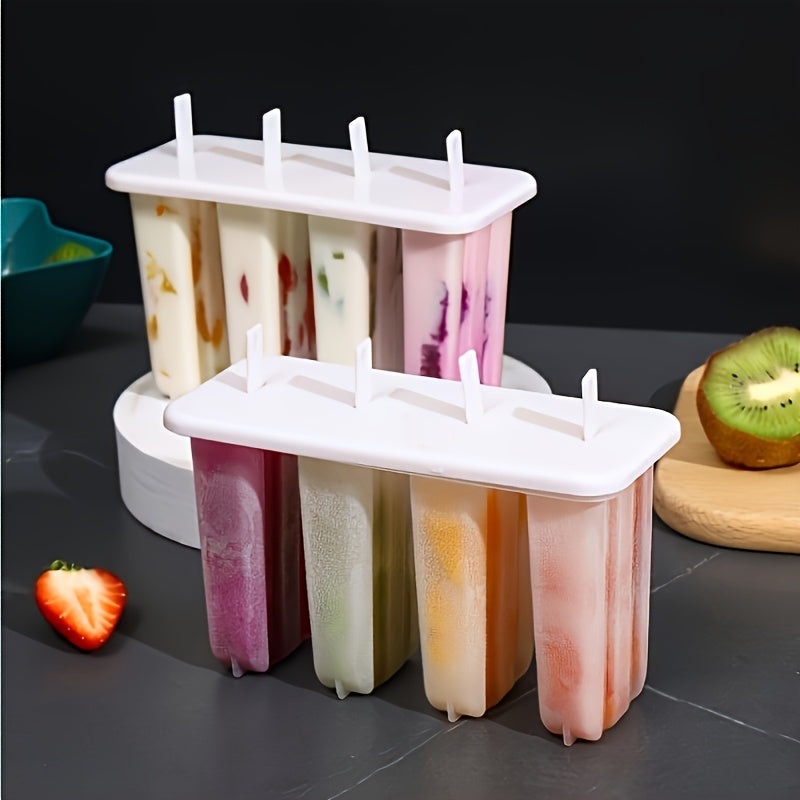 4pcs Ice Cream Mold Set – Reusable DIY Popsicle Maker for Summer Fun