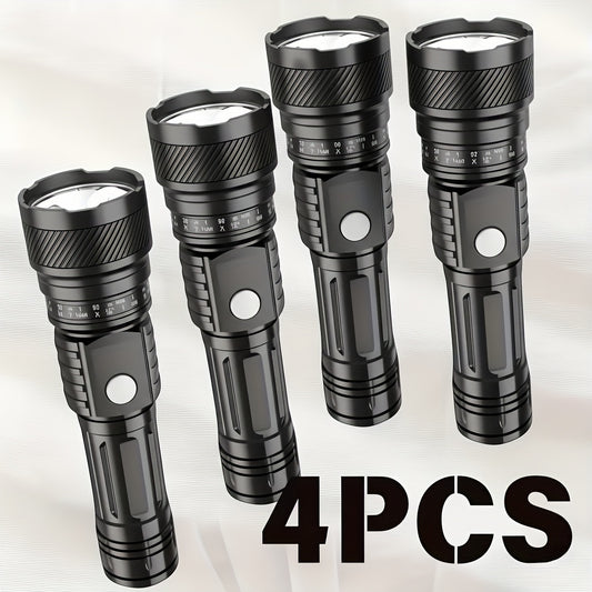 2/4pcs Solar Flashlight – Portable LED Flashlight with USB & Solar Charging