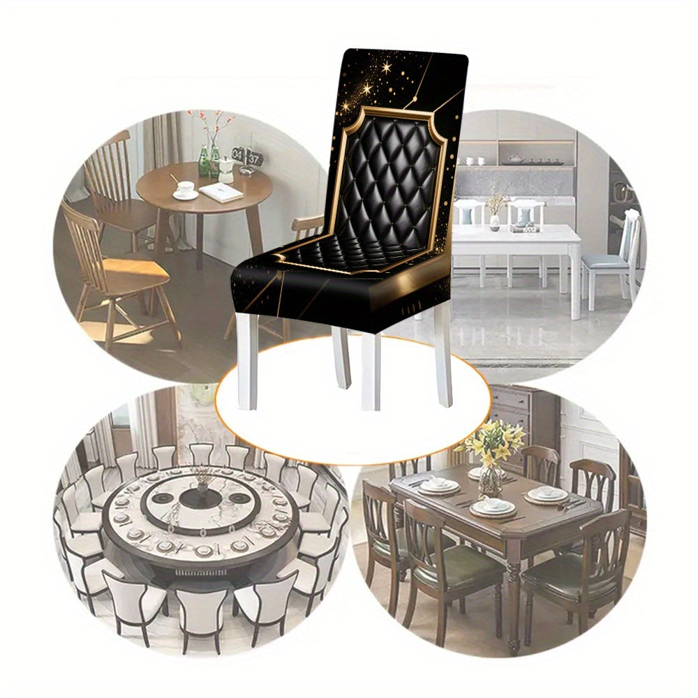 Luxurious Black and Golden Diamond Pattern Tablecloth Set